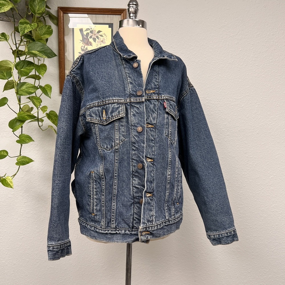 LEVI'S Jean Jacket Sherpa Fur Lined Heavy Weighted RARE 1990's‎ Vintage